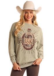 Whiskey Graphic Oversized Pullover