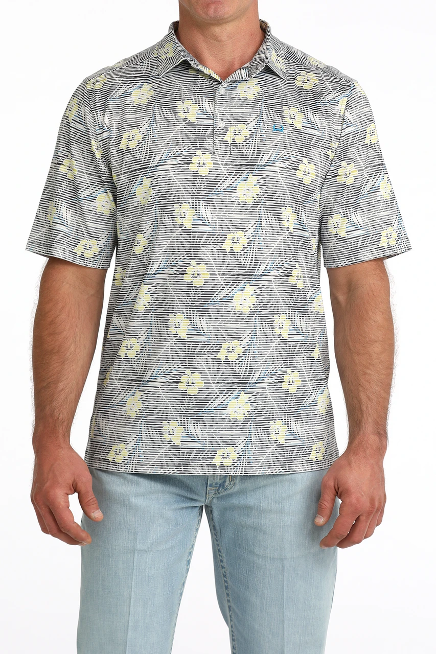 Cinch Men's Arena Flex Hawaiian Print Polo