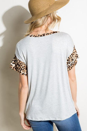 Andie Stripe Animal Print Top