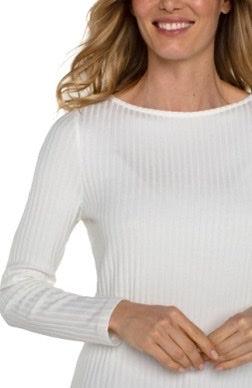 Liverpool Ribbed Knit Boat Neck Long Sleeve Top