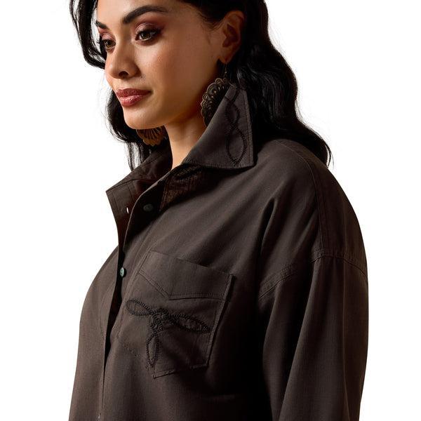 Long sleeve black button up blouse top