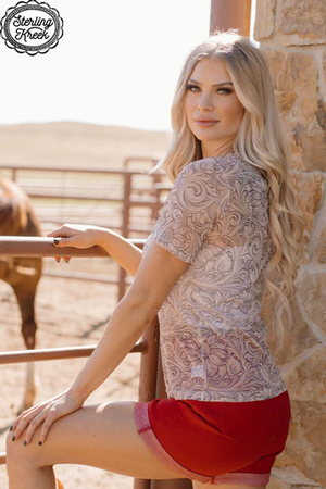 COUNTRY TOOLED MESH TOP