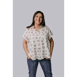 Branded Button Down Blouse
