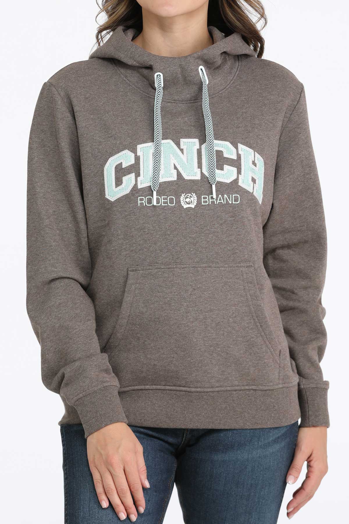 Cinch Women's Heather Brown Embroidered Logo Rodeo Brand Western Hoodie