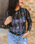 Black Turquoise Concho Long Sleeve Mesh Top