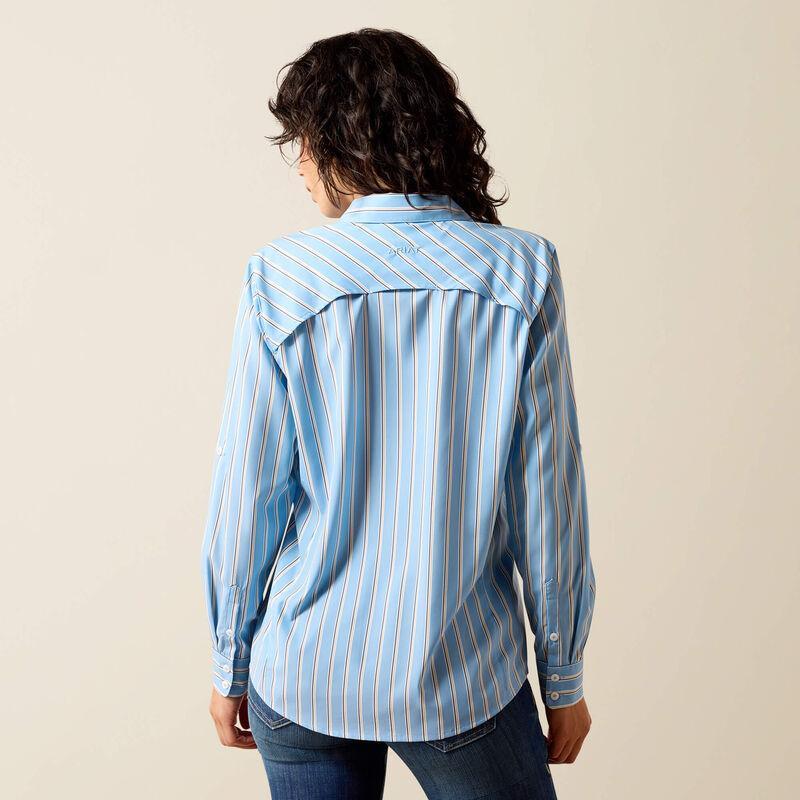 Long sleeve blue striped button up shirt