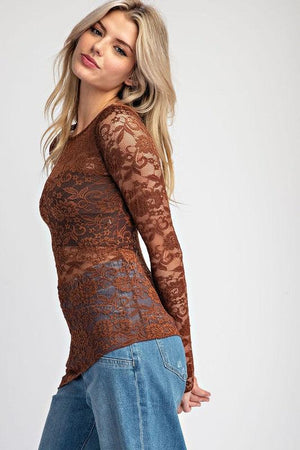 WHITNEY FLORAL LACE LONG SLEEVE TOP