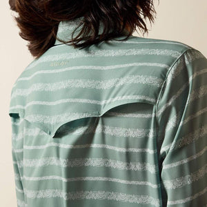 Long Sleeve green striped shirt .