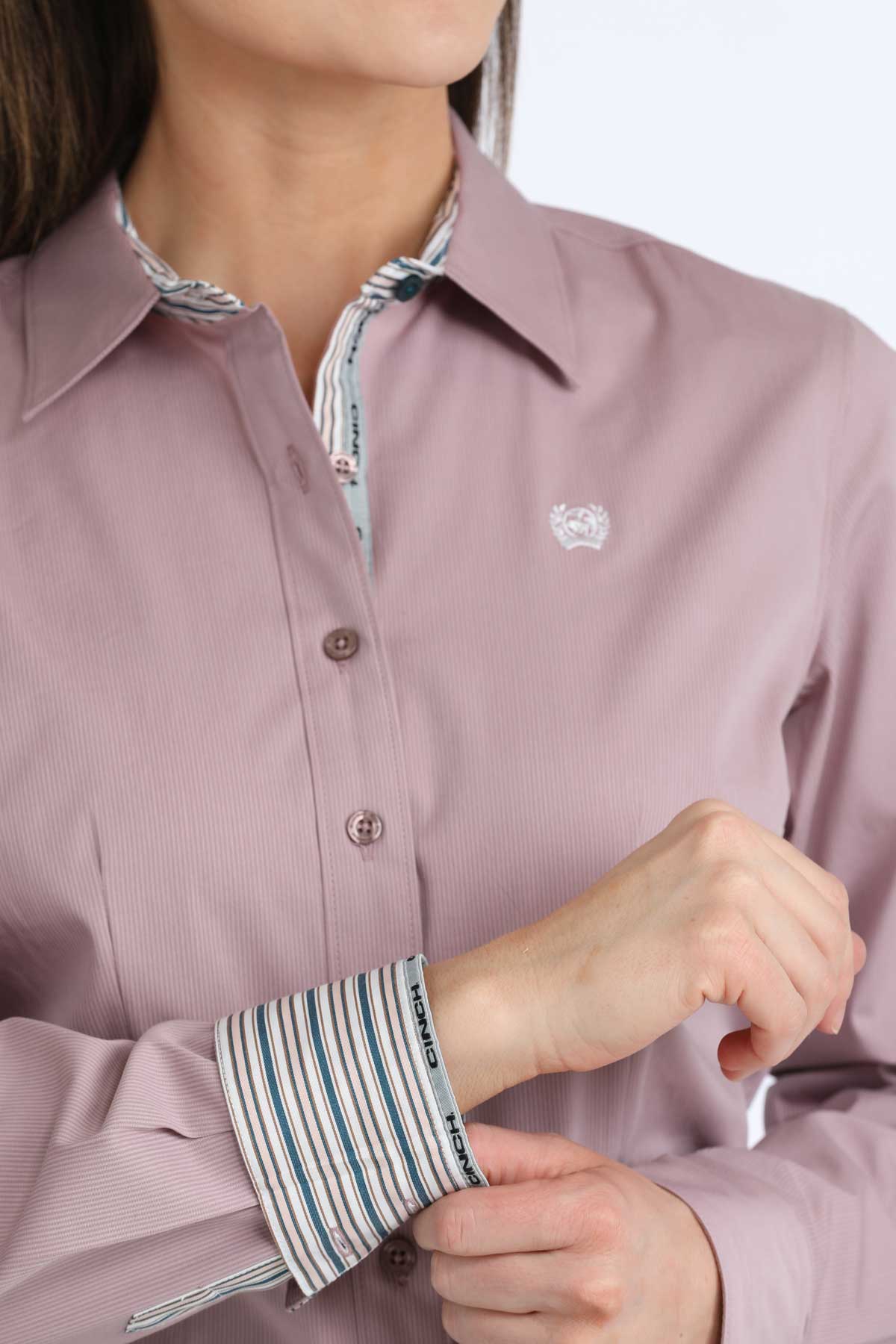 Long sleeve lilac button-up shirt