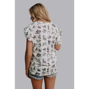 Western Ruffle Sleeve Top