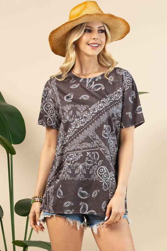 Bandana Print Short Sleeve T-shirt