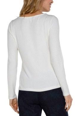 Liverpool Ribbed Knit Boat Neck Long Sleeve Top