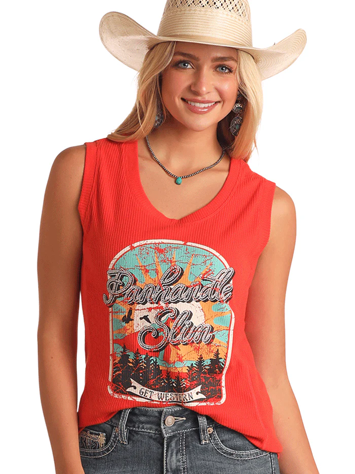 Panhandle Slim Graphic Ribbed Knit Tank