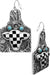 WESTERN COW CHECKER GEMSTONE CATTLE TAG EARRING