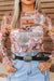 Texas Boot Collage Printed Long Sleeve Mesh Top