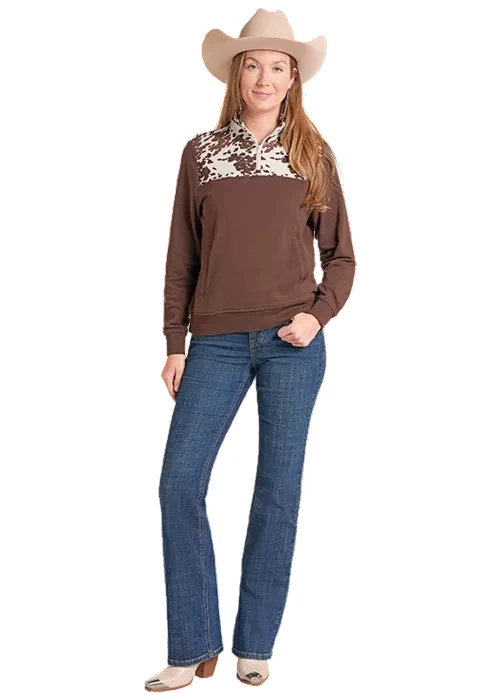 Classic brown cow-print pullover