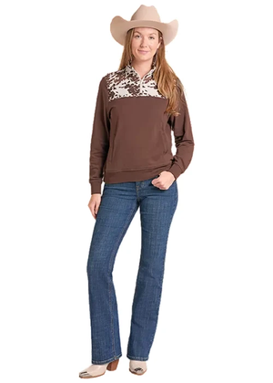 Classic brown cow-print pullover