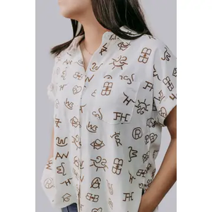 Branded Button Down Blouse