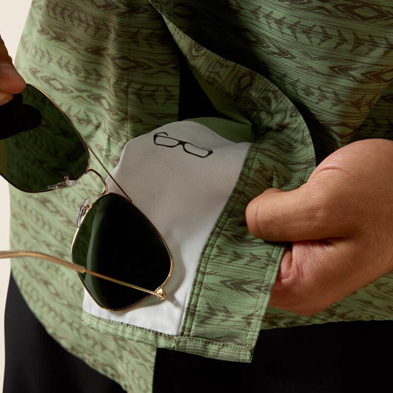 Mens Ariat short sleeve button down green patterned shirt 