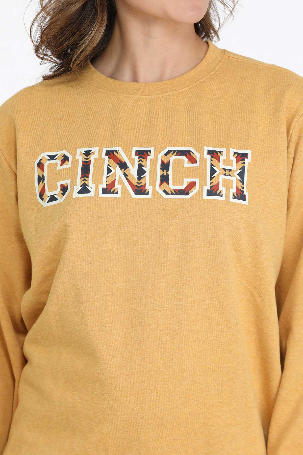 Cinch Ladies Yellow Gold Logo Graphic Sweatshirt