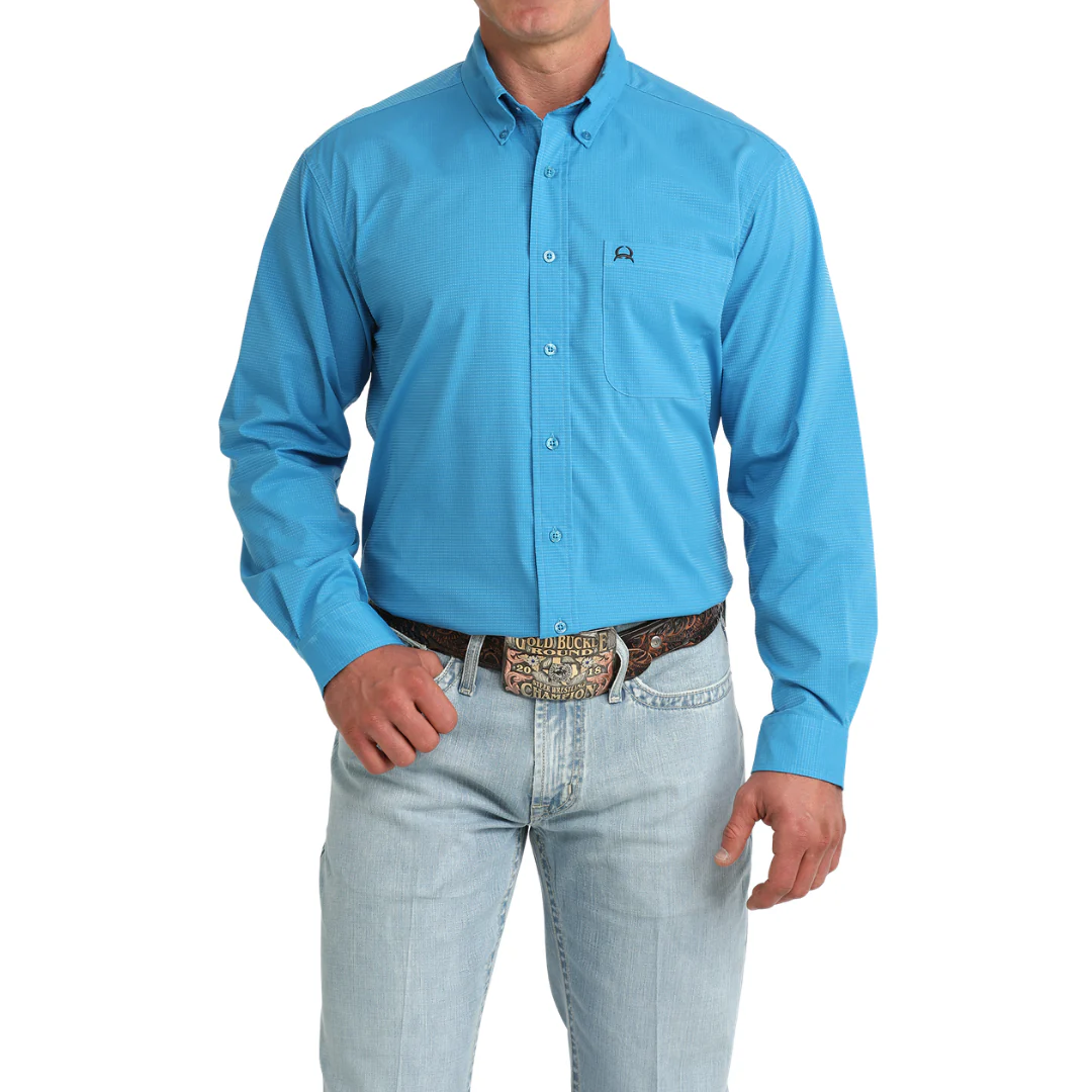 Cinch Men's Solid Blue ArenaFlex Button Down Shirt