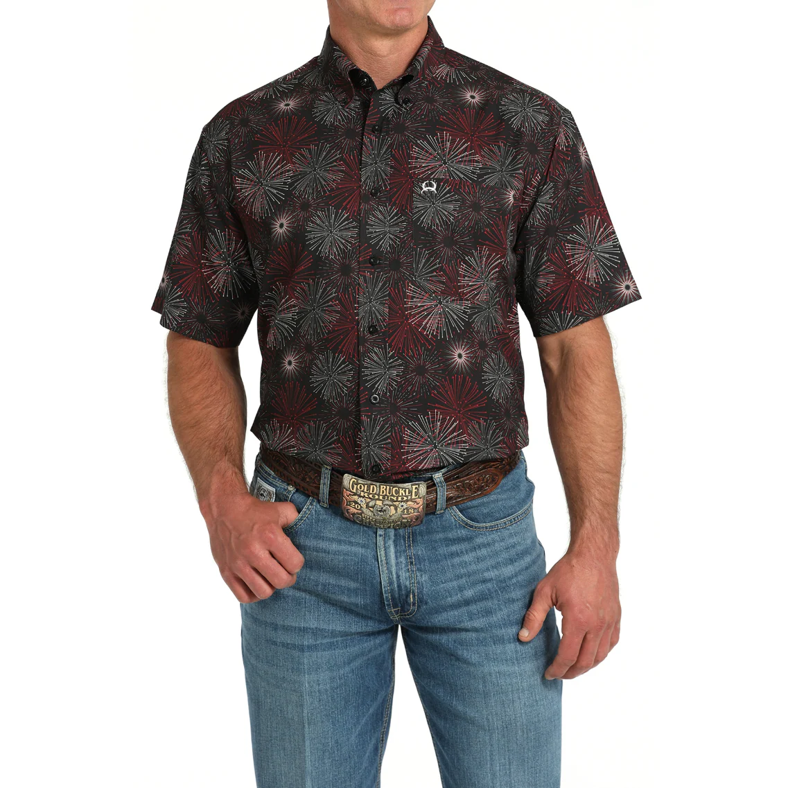Cinch Men's Black Starburst Print Button Down Shirt