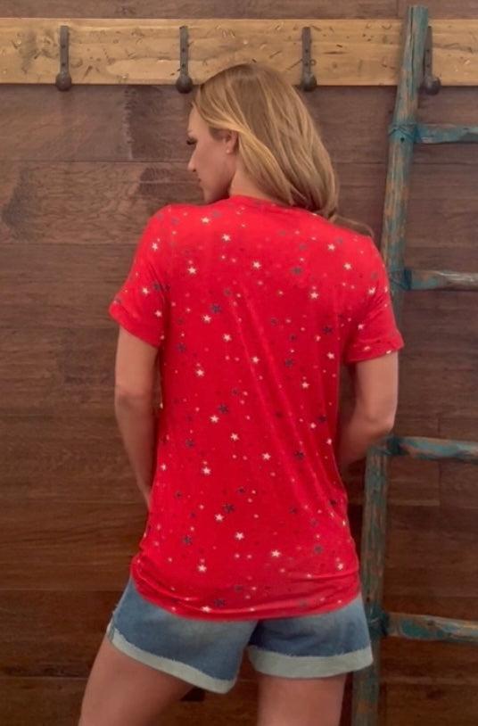 Sophie Red Liberty Stars Top