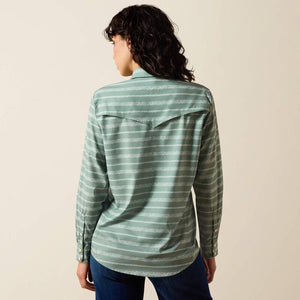 Long Sleeve green striped shirt .