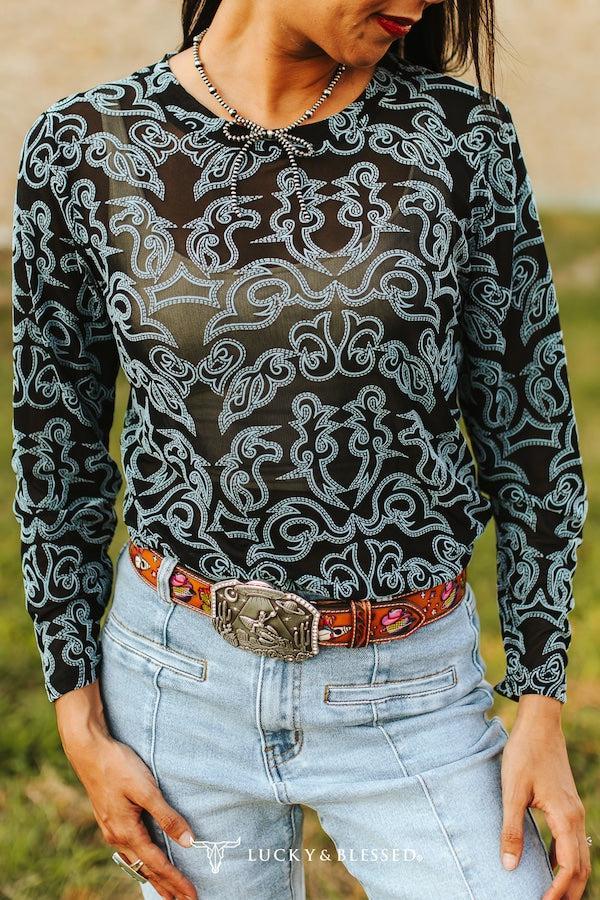 Bootstitch Burnout Mesh Long Sleeve Top