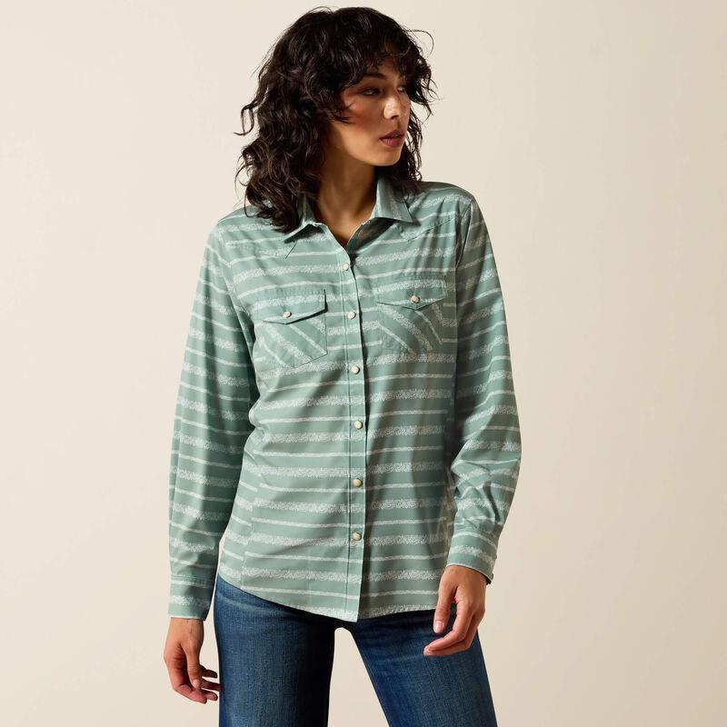 Long Sleeve green striped shirt .