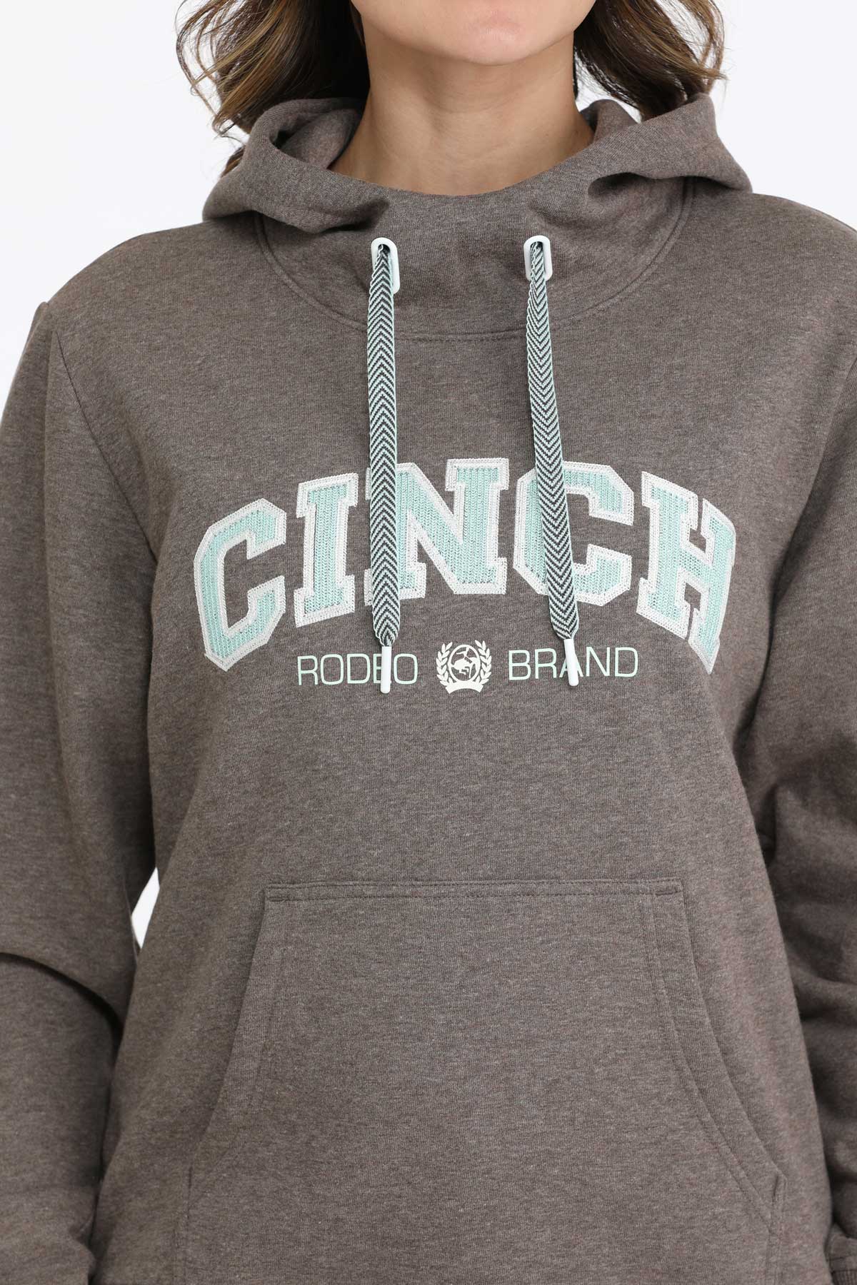 Cinch Women's Heather Brown Embroidered Logo Rodeo Brand Western Hoodie