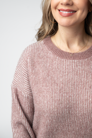 Dusty rose and white sweater