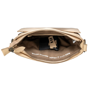 Beige pouch with zipper on a white background