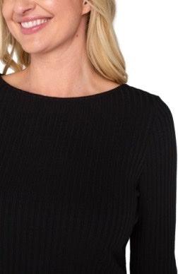 Liverpool Ribbed Knit Boat Neck Long Sleeve Top