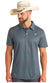 Rock & Roll Denim Men's Teal Geo Medallion Print Short Sleeve Polo Shirt