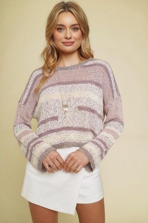 Multicolor Stripe Pullover Crop Sweater